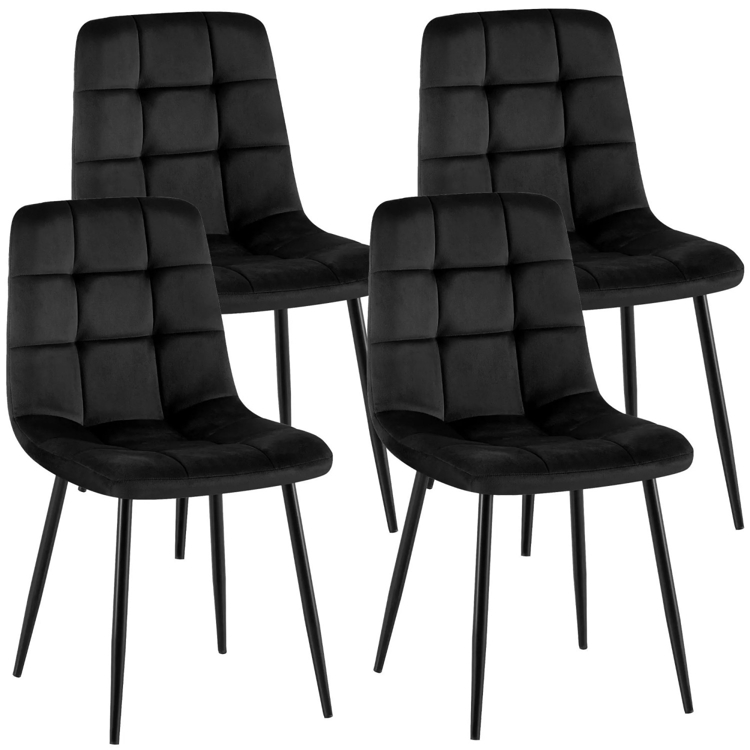 CLP 4er Set Esszimmerstühle Antibes Samt Schwarz