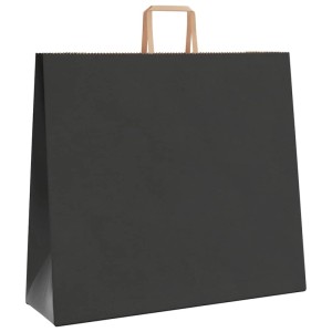 Schwarze Papiertragetasche mit braunen Henkeln, 54x15x49 cm, 250er-Set.
