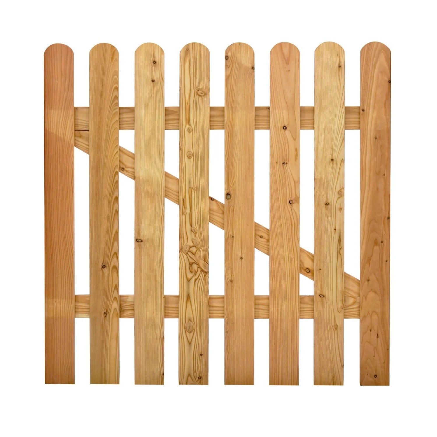 GartenLand Tor Vorgartenzaun MAILAND Gerade 100x100 cm Holzzaun Lärche PEFC Bretterzaun mit Gebogenem Kopf