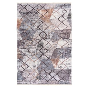 MeGusta Kurzflor Teppich Clara, 150x230 cm, Vintage Used Look mit Multi-Farben und Rautenmuster.