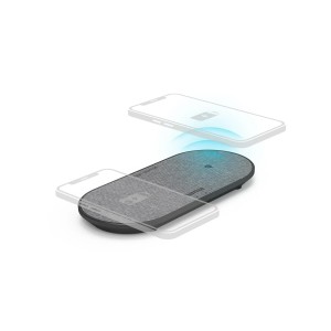 Hama QI-FC10 DUO Wireless Charger, kabelloses Ladepad für zwei Smartphones, 10W, schwarz.