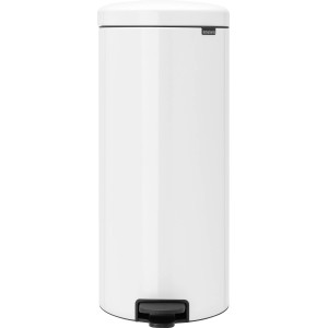 Weißer Brabantia NewIcon Treteimer, 30 Liter. Mülleimer mit Pedal und Soft-Close-Deckel.