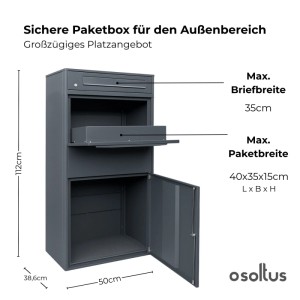 osoltus Paketbox L Briefkasten Standbriefkasten 112 X 50 Cm Anthrazit