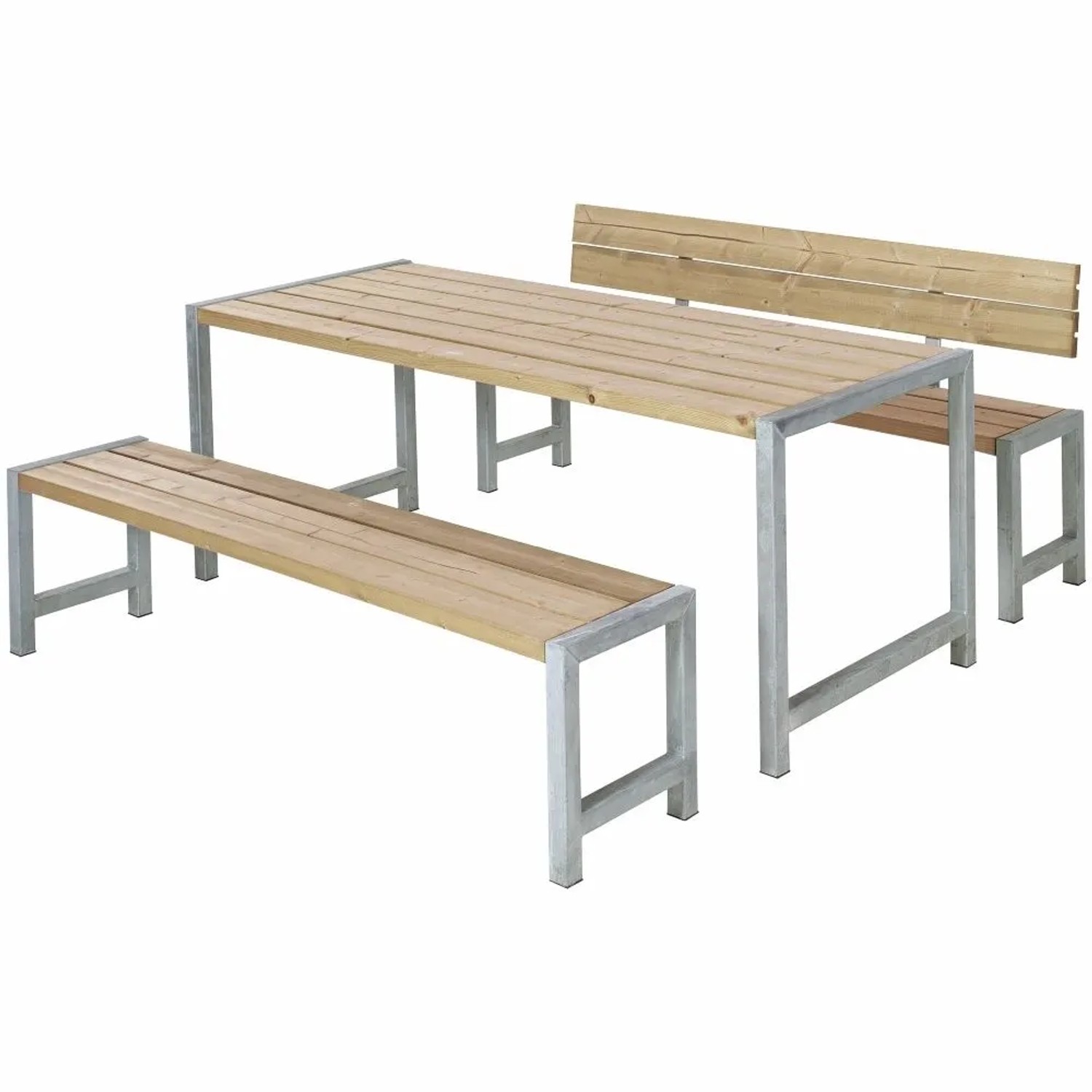 PLUS Gartensitzgruppe aus Holz 186 cm ThermoWood mit 1 Rückenlehne Druckimprägniert Gartenmöbel Set