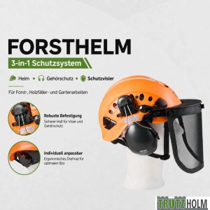 TRUTZHOLM Forsthelm mit Visier und Gehörschutz Schutzhelm Orange