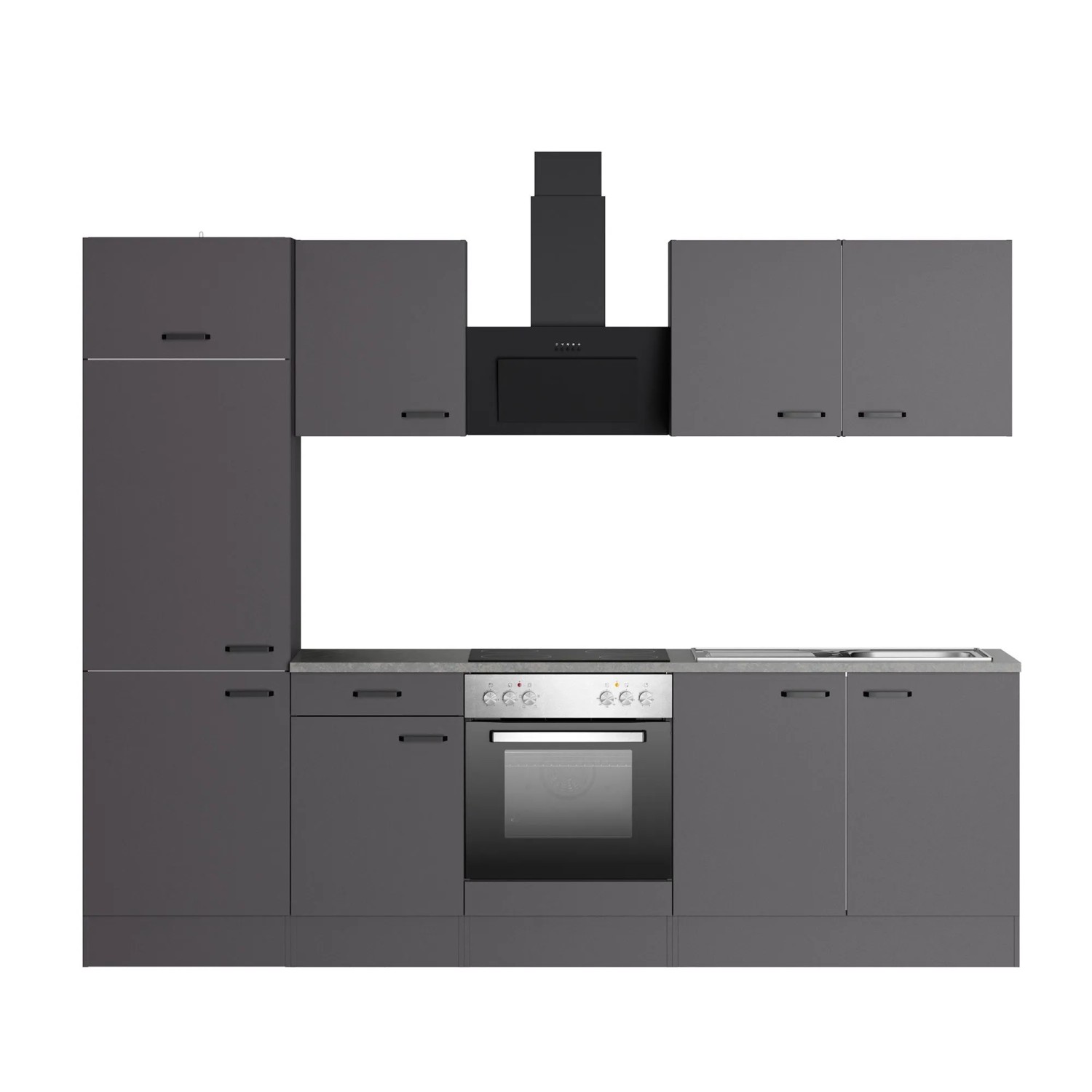 OPTIFIT Küchenzeile Kiel420 270 cm Anthrazit Matt