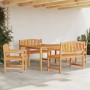 vidaXL 5-tlg. Garten-Essgruppe aus massivem Teakholz, bestehend aus Tisch, Bänken und Stühlen.