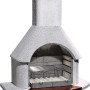 Buschbeck Gartengrillkamin Venezia Weiß aus Stahlbeton mit Kupferblende und Grillrost.