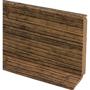 Kernsockelleiste 60 Eiche Rufino, MDF-Fußleiste mit flexiblem Abschluss.