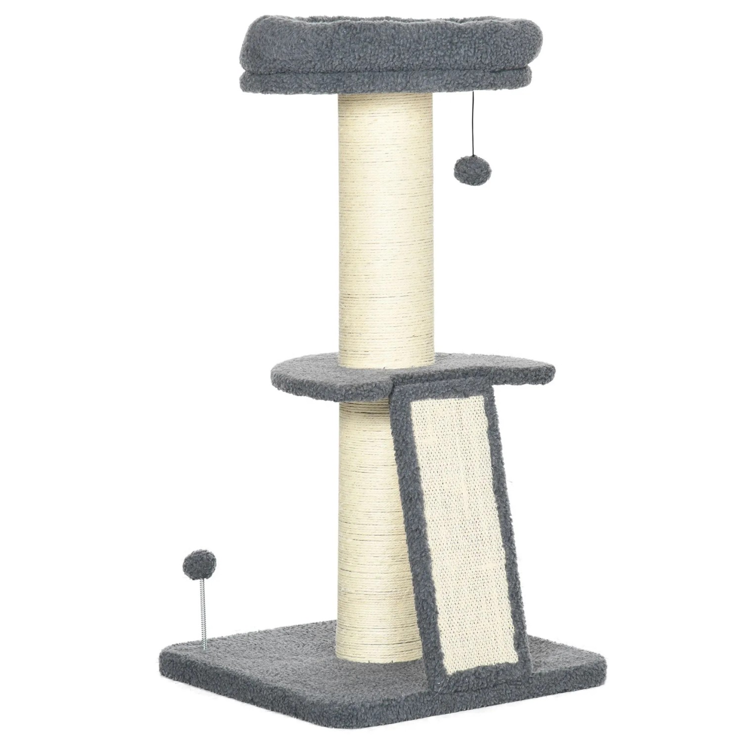 PawHut Kratzbaum 92H cm mit Kratzbrett und Spielball