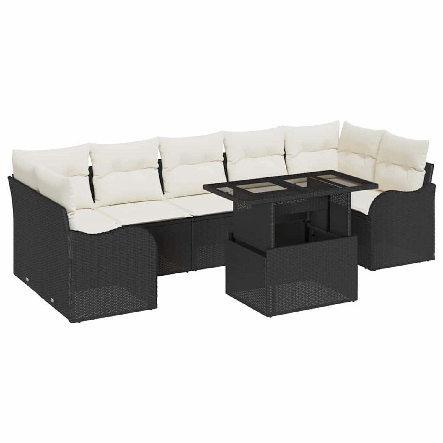 vidaXL Garten-Sofa-Set mit Kissen 8-Tlg Schwarz Poly Rattan 3348413 günstig online kaufen