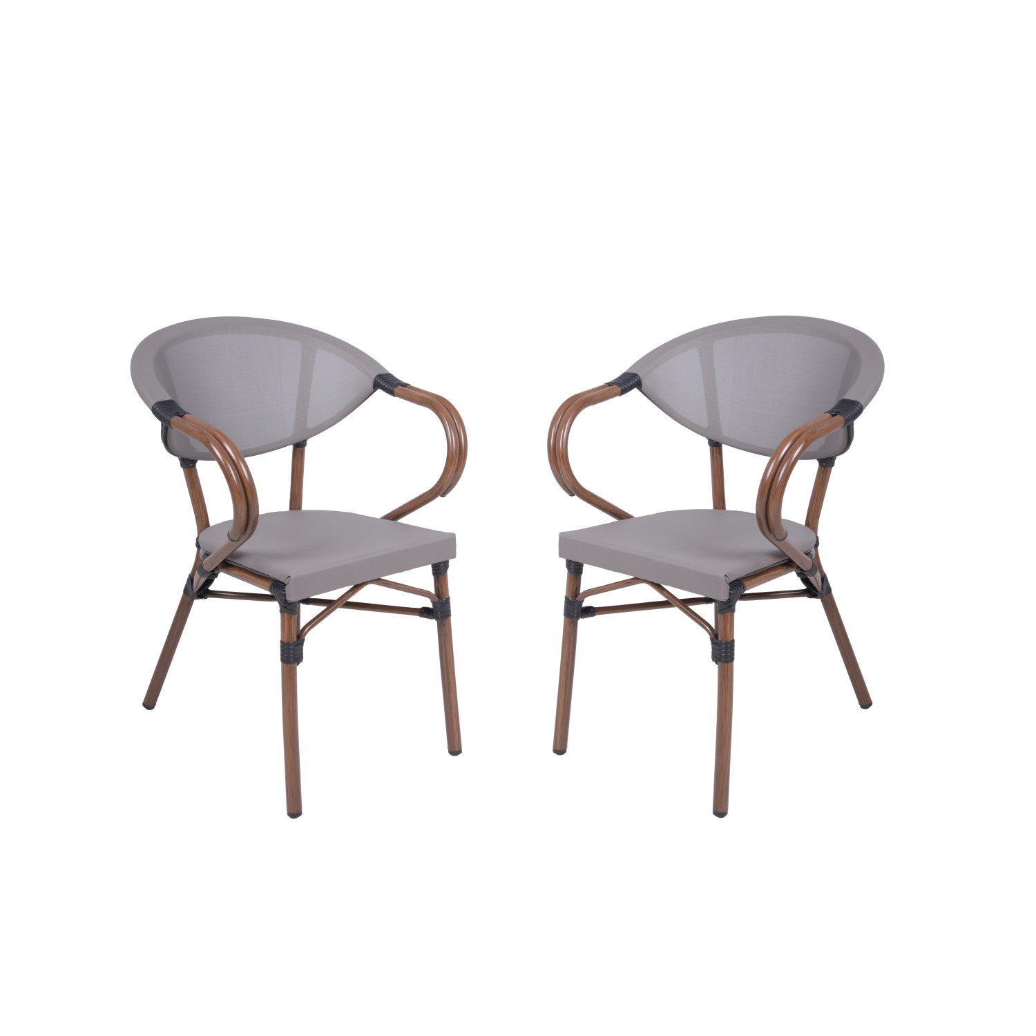 Garden Pleasure Stapelstuhl Toskana 2er Set 82 cm x 58 cm x 55 cm Grau-Brau günstig online kaufen