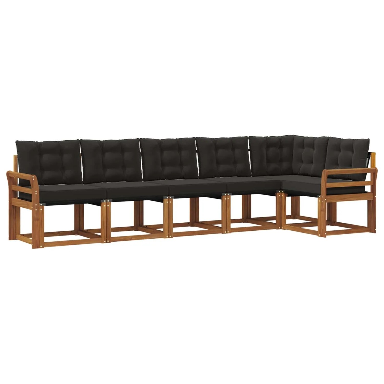 vidaXL Outdoor-Sofagarnitur mit Kissen 6-Tlg Natur und Schwarz 3368715