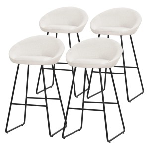 ML-Design Barhocker 4Er Set Beige mit Stoffbezug 75 cm Hoch