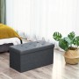 Dunkelgraue Songmics Bank mit Stauraum (76x38x38cm) als Schuhbank im Raum.