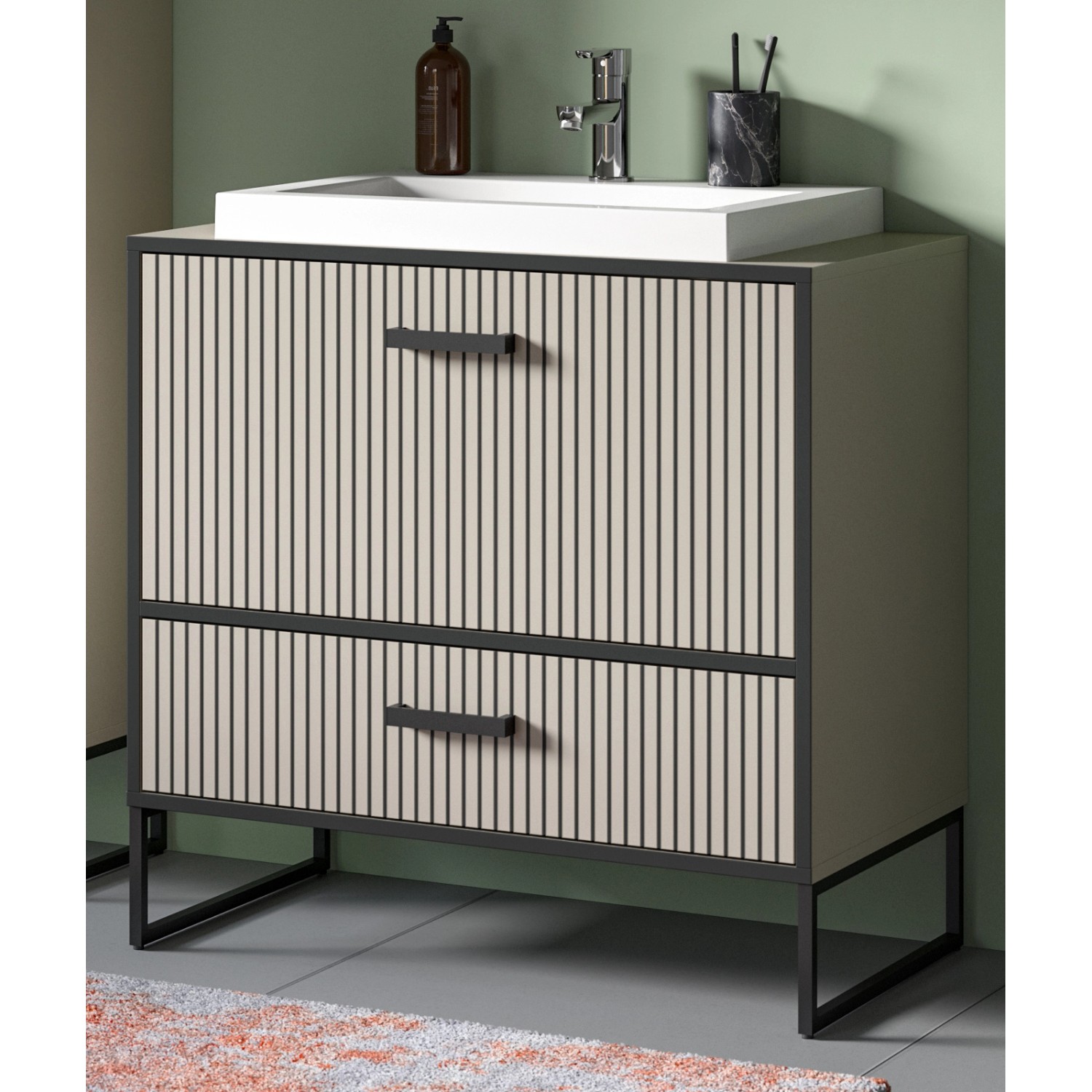 Inn.Furn Waschbeckenunterschrank mit Waschbecken in Sand 80 cm Scana günstig online kaufen