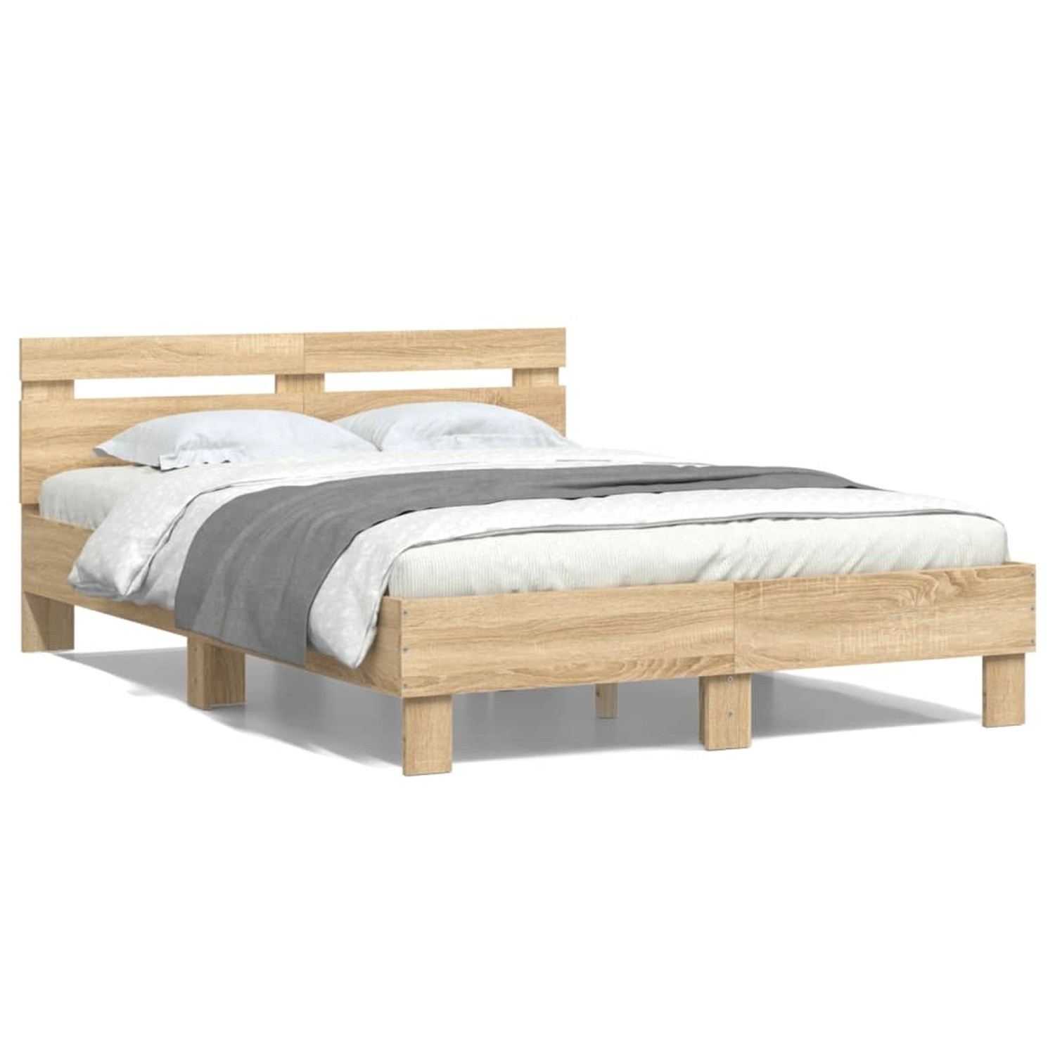 vidaXL Bettgestell mit Kopfteil Sonoma-Eiche 120x200 cm Holzwerkstoff193720 günstig online kaufen