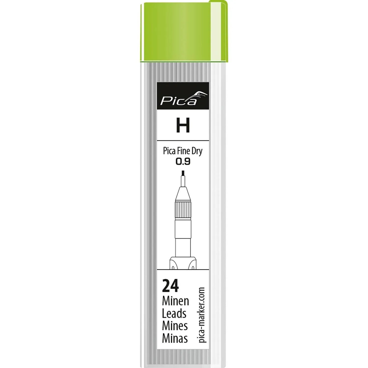 Pica Fine Dry 0.9 Ersatzminen Härte H, 24 Graphitminen für präzise Markierungen. Zubehör für Marker.