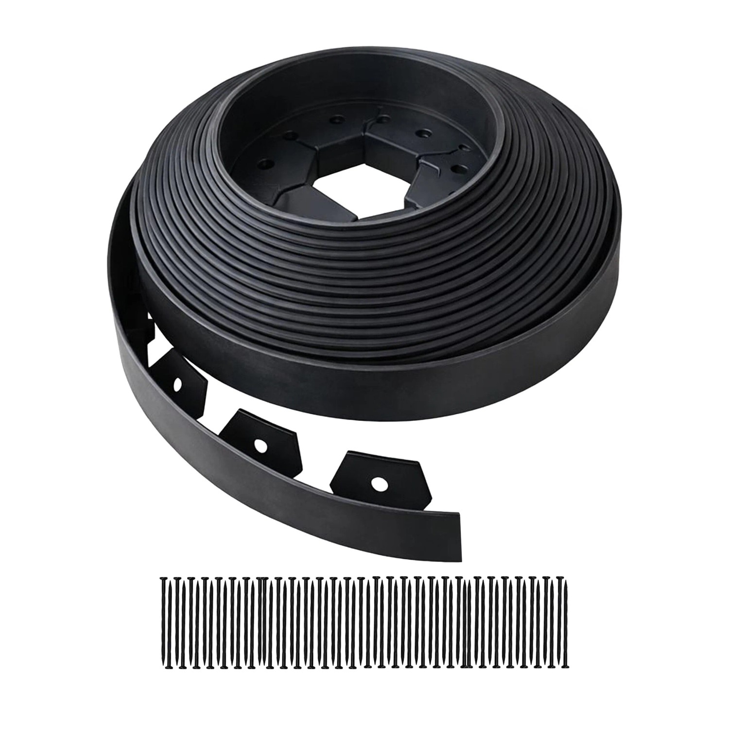 Relaxdays Rasenkante Kunststoff Schwarz Flexibel 20 m 4,5 kg