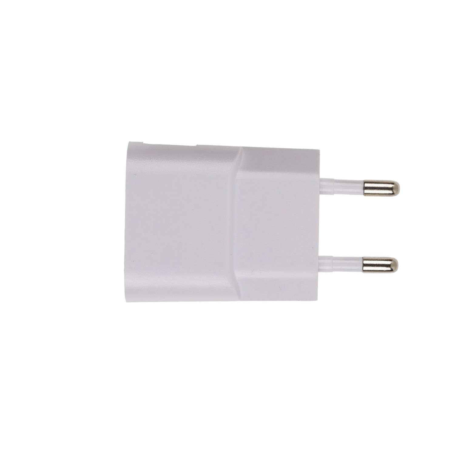 Weißer USB-Ladeadapter für 230V Steckdose, kompakt und leicht.