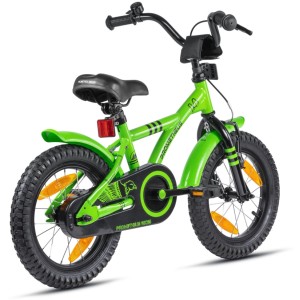 PROMETHEUS BIKES Kinderfahrrad 14 Zoll ab 4 Jahre mit Stützrädern und Rücktrittbremse Grün