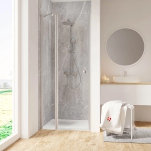 Schulte Drehtür Garant 2.0, 200x90 cm, Alunatur, mit Nebenteil in Nische links. Duschtür mit stilvoller Optik.