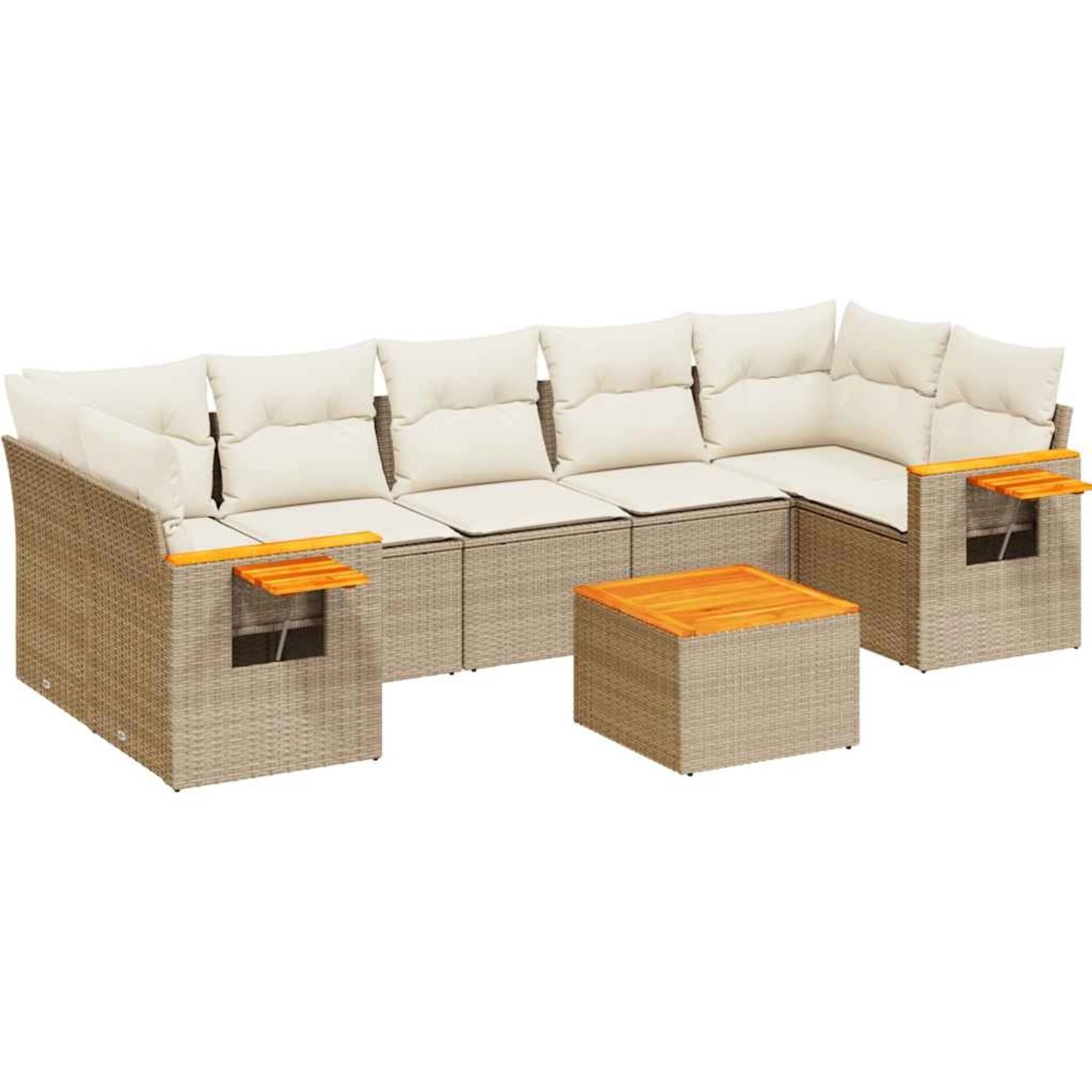 vidaXL 8-Tlg Garten-Sofagarnitur mit Kissen Beige Poly Rattan 3226653 günstig online kaufen