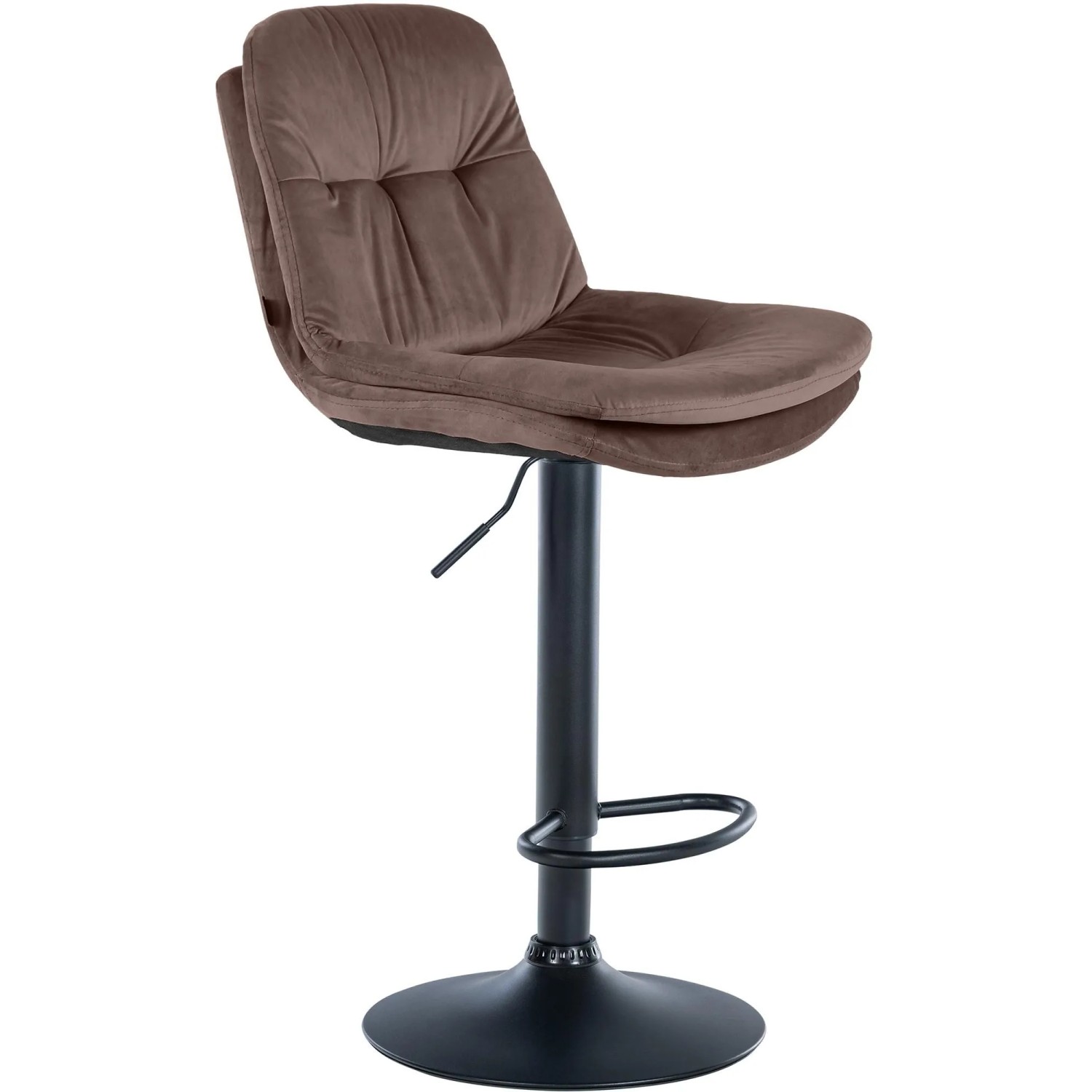 DELUKE Barhocker MITUN Samt Braun 46x54x94cm Schwarz Barstuhl Höhenverstellbar Mit Lehne Drehbar Tresenhocker Tresenstuhl