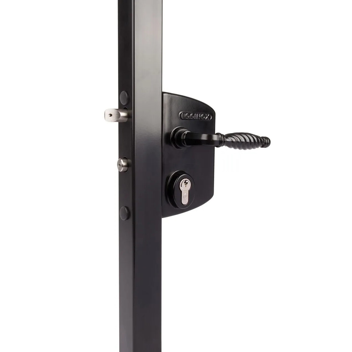 FeNau Industrieschloss Alu/Edelstahl Für Profilrohr 60-80mm RAL 7016 Drückergarnitur