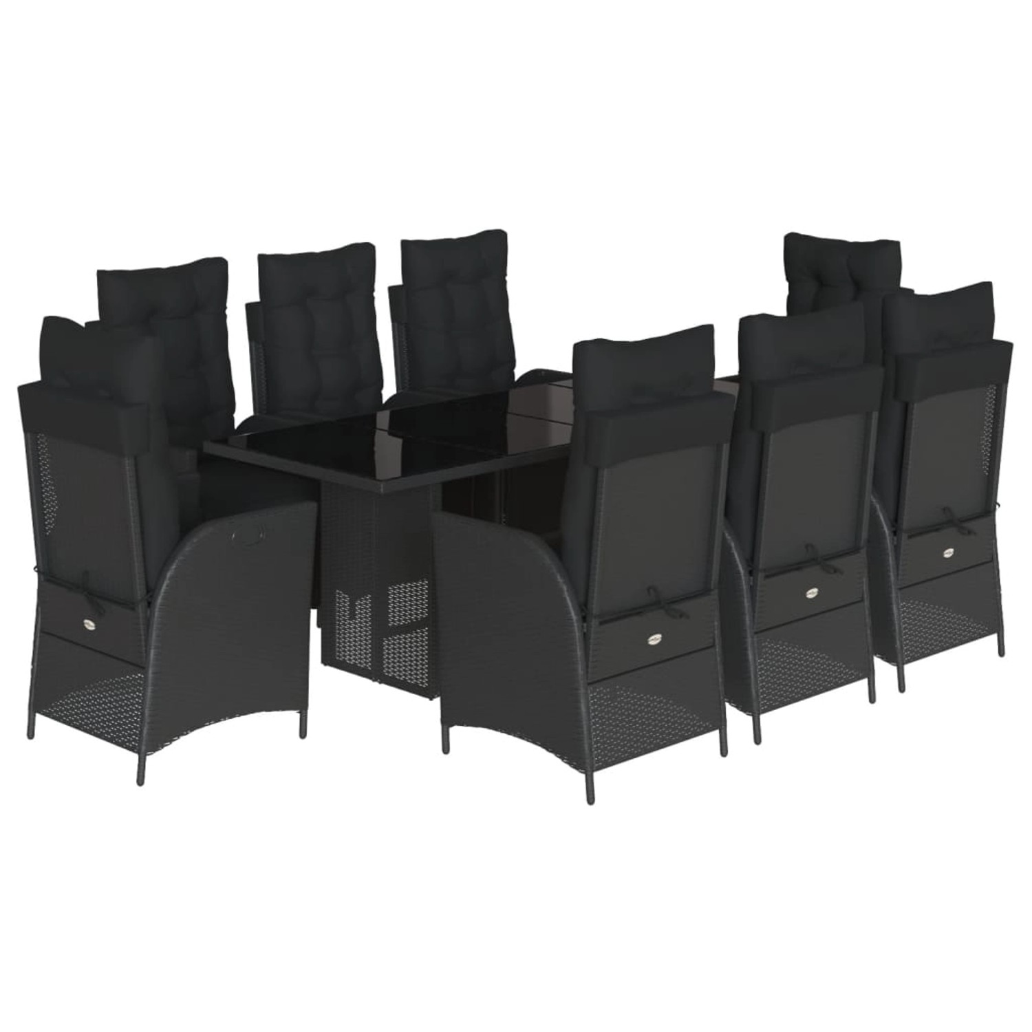 vidaXL 9-Tlg Garten-Essgruppe mit Kissen Schwarz Poly Rattan 3213353 günstig online kaufen