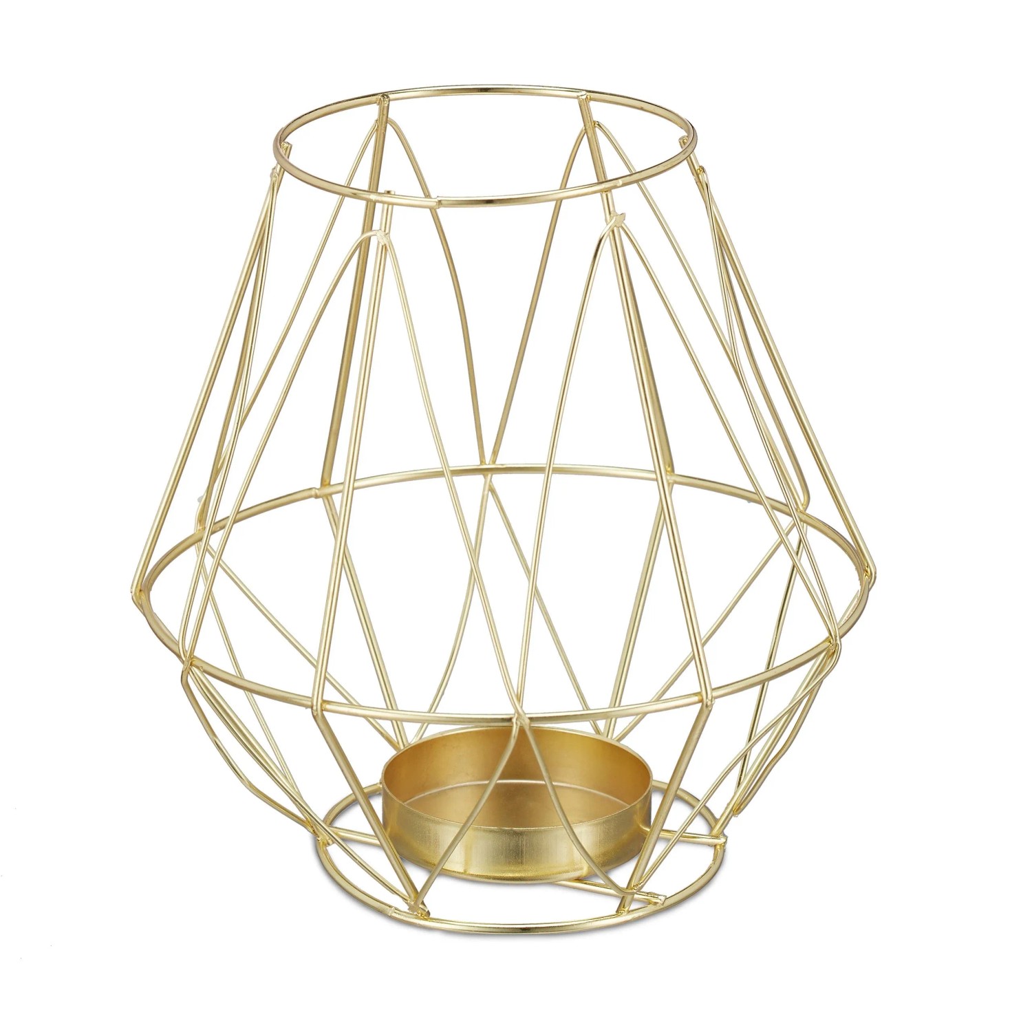 Relaxdays Teelichthalter Eisen Glas Gold für Teelichter 14 cm x 14 cm 180 g