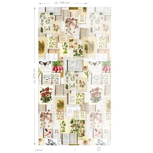 ESTAhome Fototapete mit botanischen Motiven in Beige, Grün und Rosa, 100x279 cm. Florale Wandgestaltung für Wohnräume.