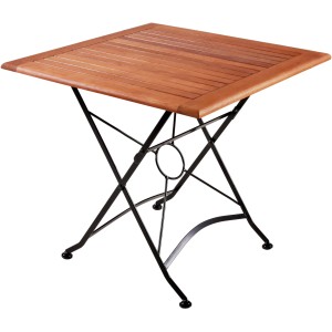 Quadratischer Teak-Klapptisch aus dem 5-teiligen Gartenmöbel-Set Wien von Garden Pleasure.