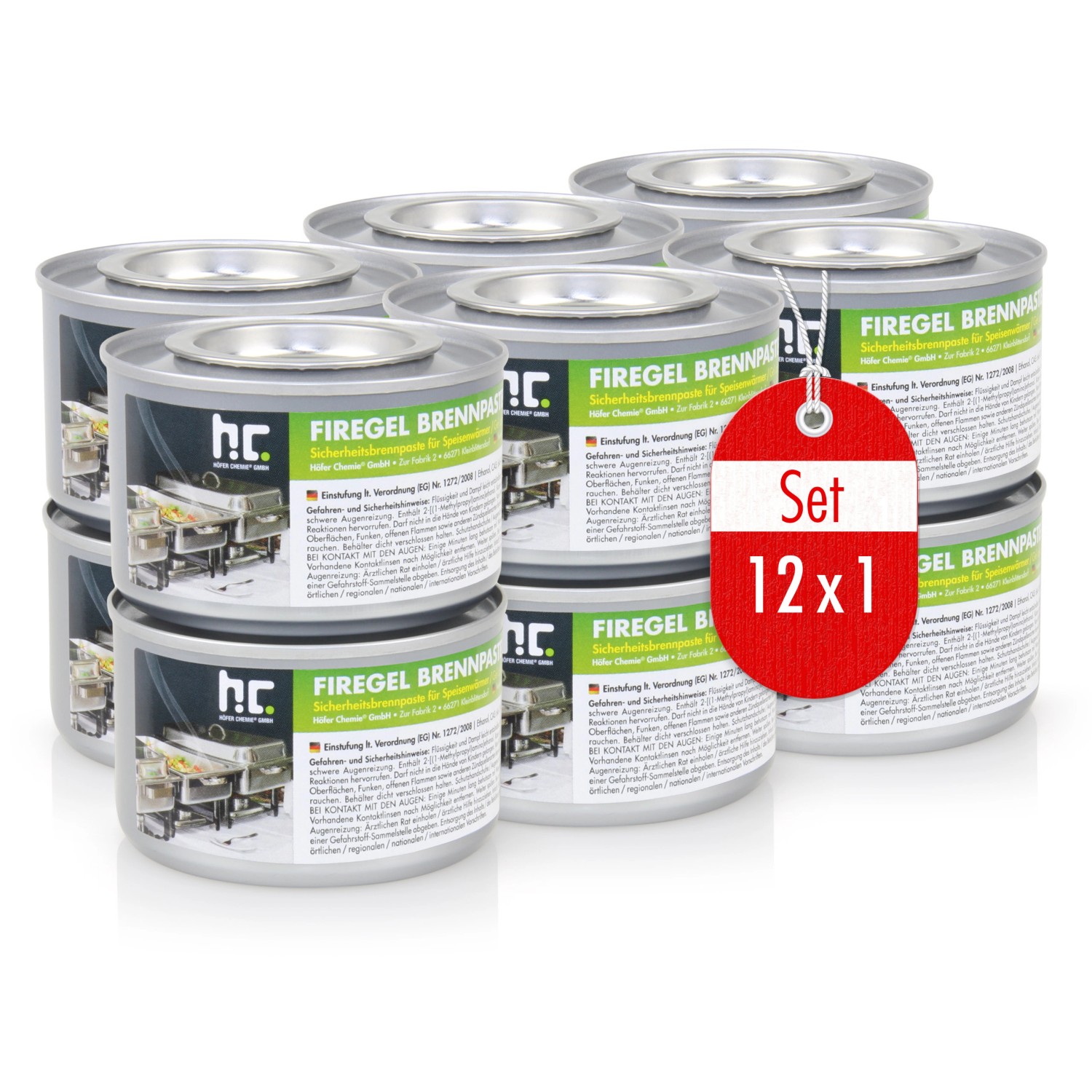 Flambiol Firegel Brennpaste, 6 Dosen à 200g, zum Warmhalten von Speisen. Brennstoff für Chafing-Dish.