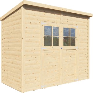 Bertilo Holz-Gartenhaus Alster mit Doppeltür und Lichtausschnitten, naturbelassen.