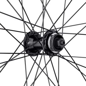 Force Fahrrad Hinterrad 29 Zoll mit Center Lock Aufnahme, Detailansicht der Nabe und Speichen.