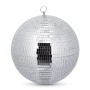 Silberne Discokugel aus Glas mit 30 cm Durchmesser und Aufhängeöse für Partys und Lichteffekte.