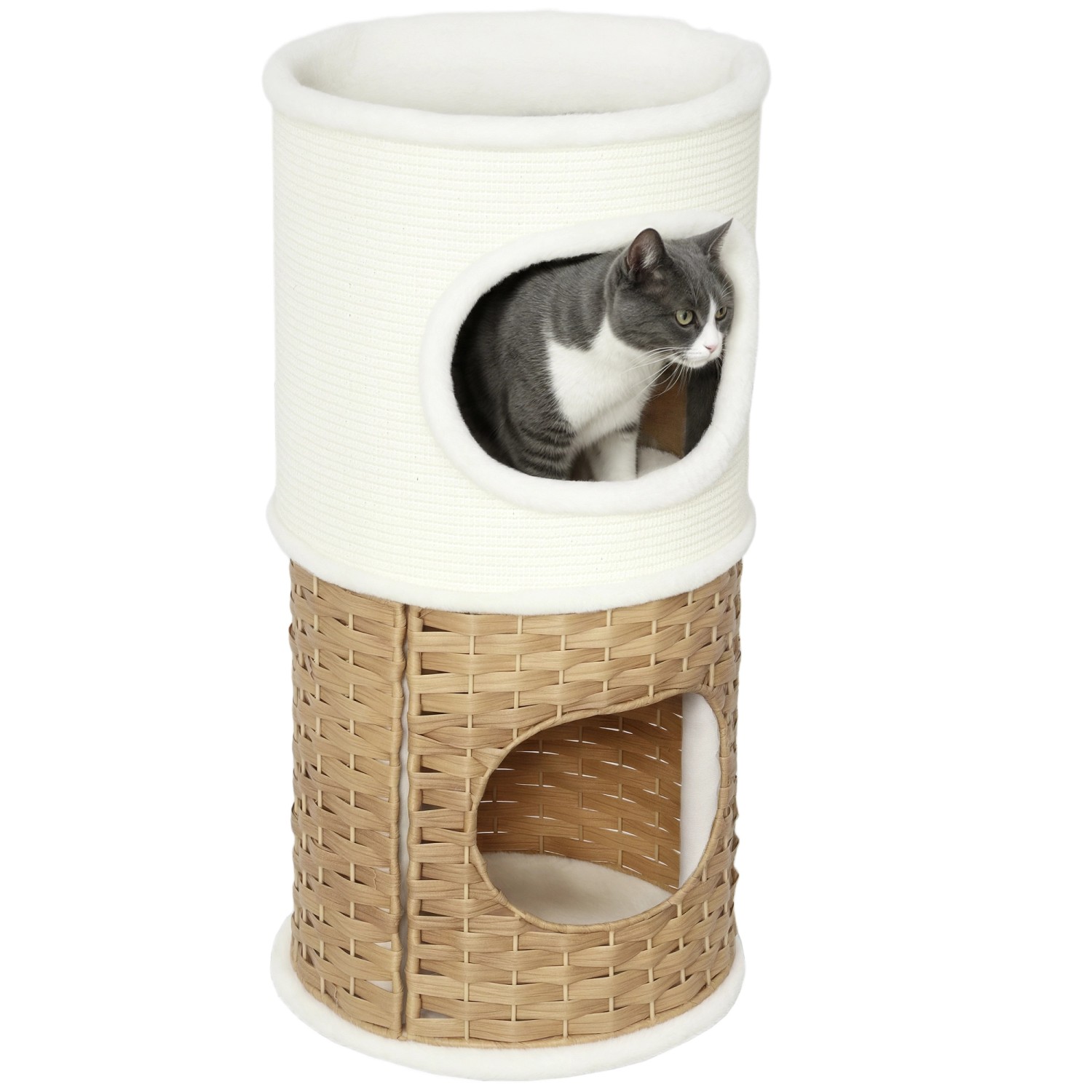 PawHut Kratztonne 80 cm Hoch 40 cm Dreistöckige Katzentonne mit Plüschrand