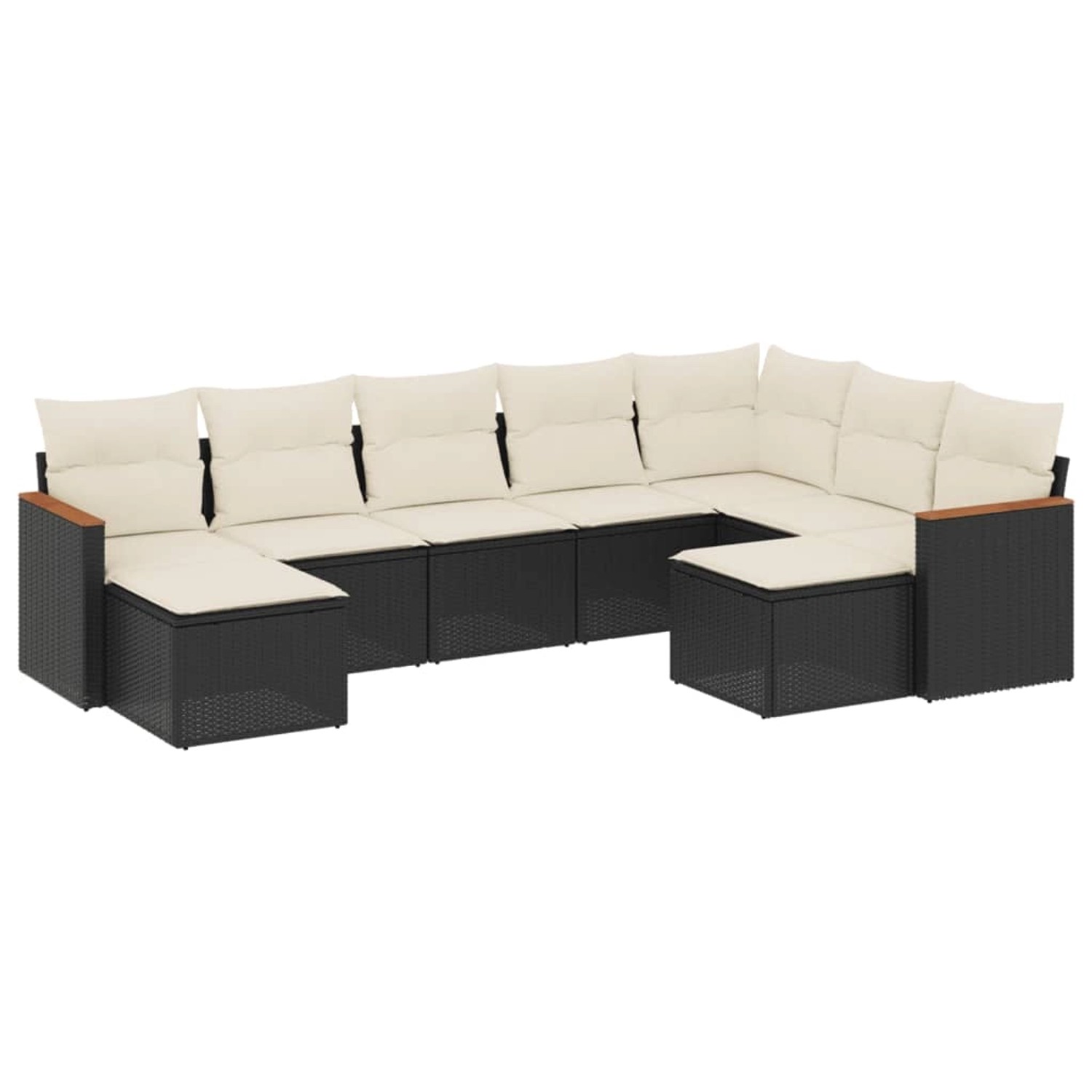 vidaXL 9-Tlg Garten-Sofagarnitur mit Kissen Schwarz Poly Rattan 3258941 günstig online kaufen