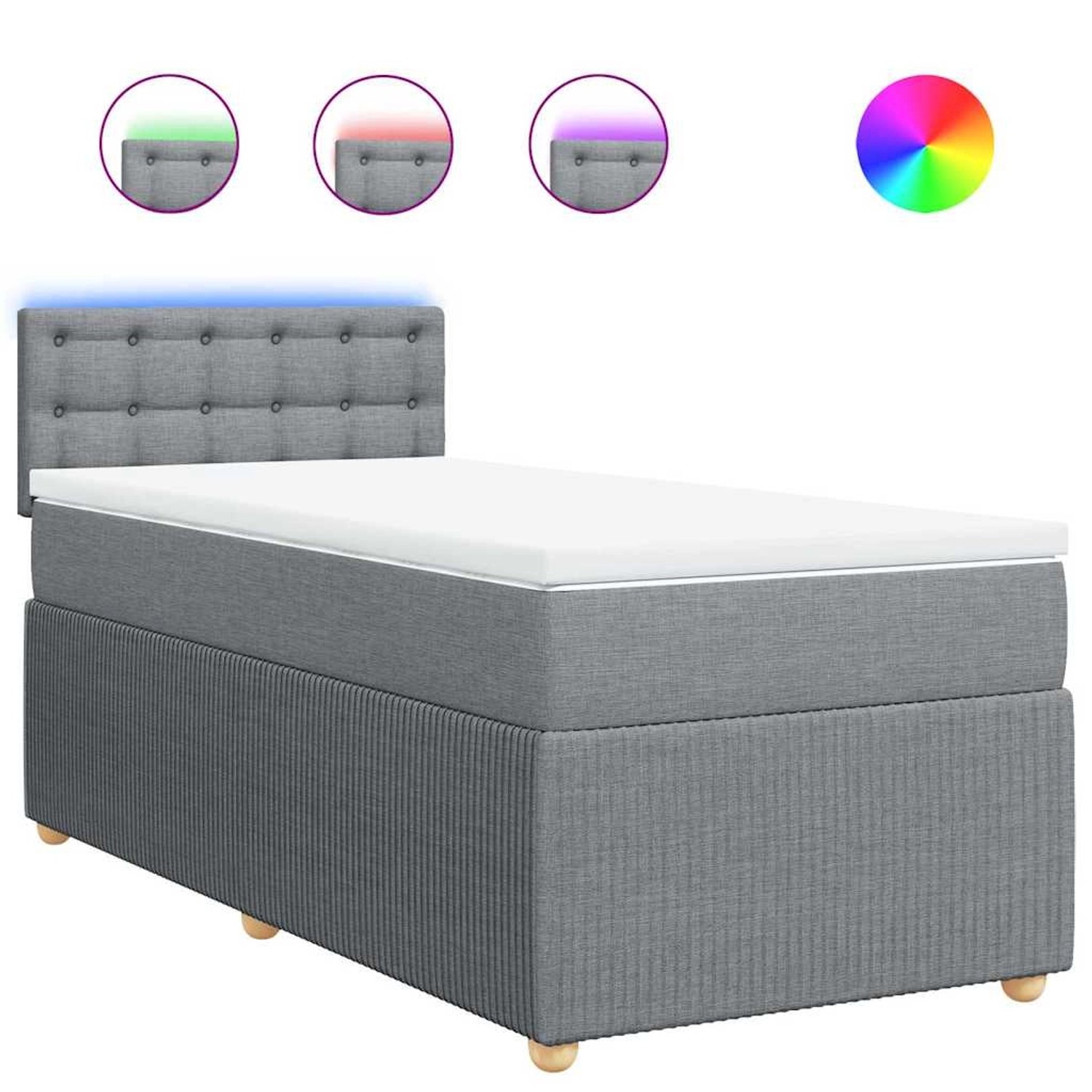vidaXL Boxspringbett mit Matratze Hellgrau 80x200 cm Stoff 3289597 günstig online kaufen