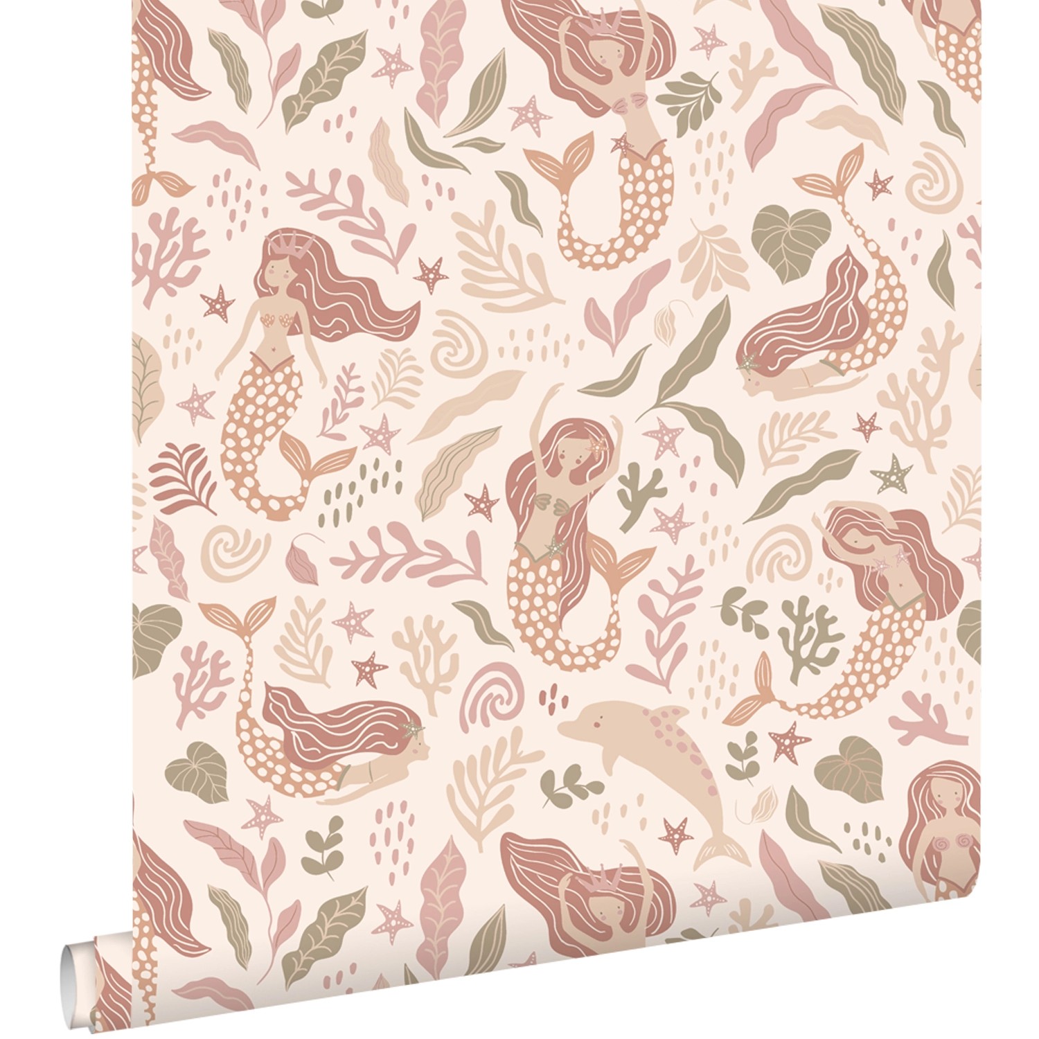 ESTAhome Tapete Meerjungfrauen Beige Rosa und Grün 50 x 900 cm günstig online kaufen