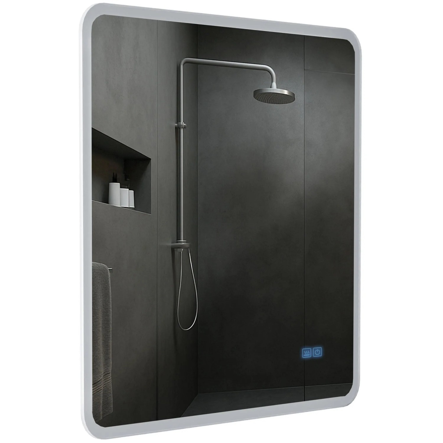 DELUKE Badspiegel WIEN 80x80 mit Bluetooth 80x3,5x80cm Glas Klarglas Badezimmerspiegel Wandspiegel