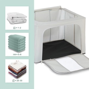 Relaxdays Aufbewahrungstasche Polyester Grau Stapelbar Sichtfenster 2er Set 33 cm x 50 cm x 40 cm