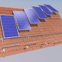 Solaranlage mit Modulen und blanken Mittelklemmen zur Befestigung auf dem Dach.