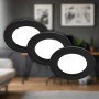 3er Set Briloner LED Einbaustrahler, flach, schwarz, neutralweißes Licht für Deckenmontage.