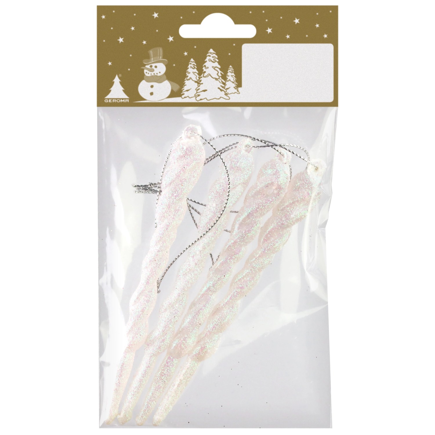 Eiszapfen zum Hängen 4er-Pack aus Kuntstoff 13 cm Weiß