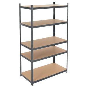 ECD Germany Werkstattregal, 200x100x60 cm, anthrazit, mit 5 MDF-Böden für bis zu 875 kg.