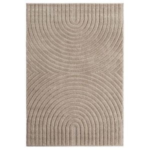 Beiger Kurzflorteppich (120x170 cm) mit modernem 3D-Reliefmuster im skandinavischen Stil.