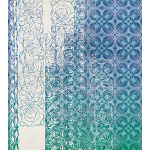 Sanders & Sanders Fototapete Jugendstil Blau mit floralem Muster.