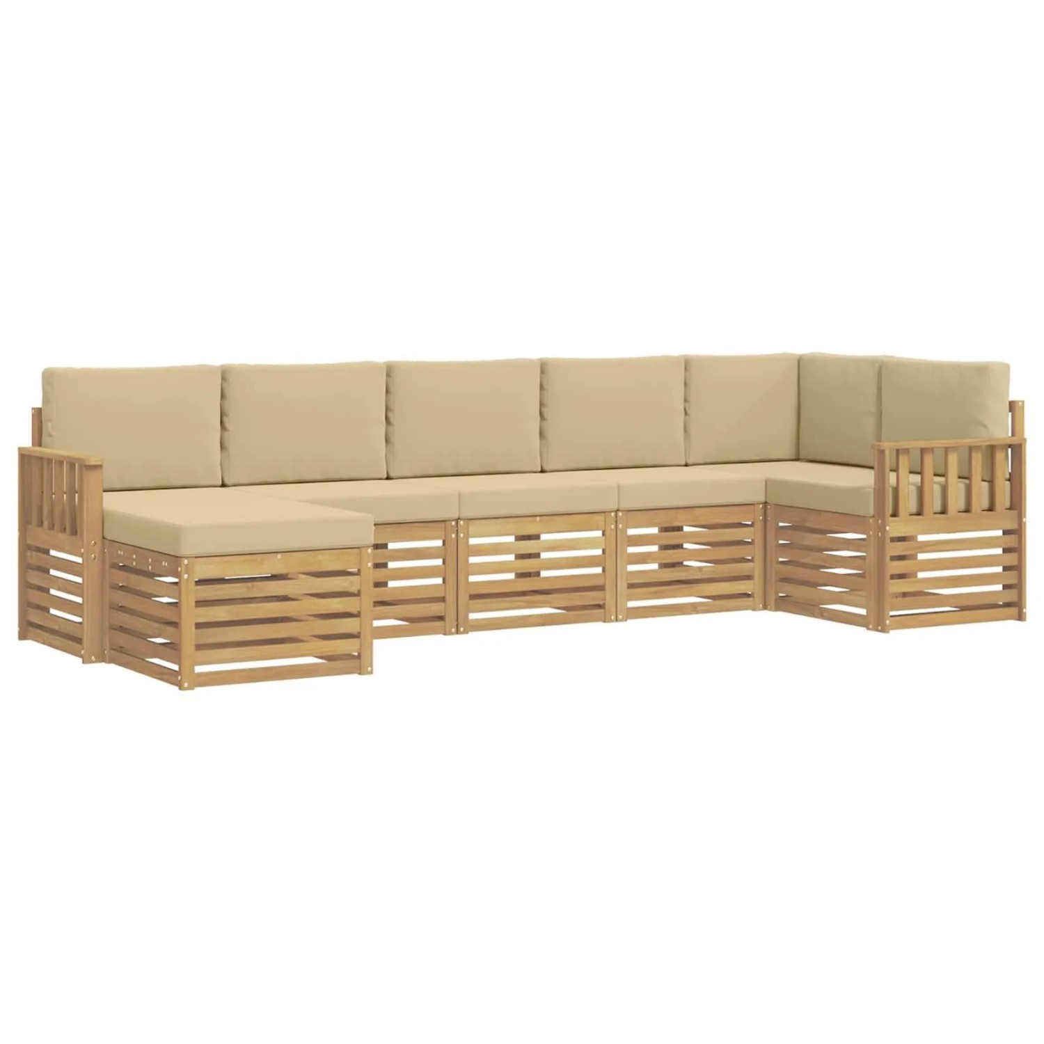 vidaXL Outdoor-Sofagarnitur 6-Tlg Weiß und Beige 306 x 128,5 x 73 cm 3392188